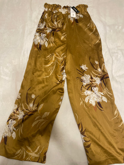Express x Rocky Barnes High Waisted Satin Floral Pull On Wide Leg Pants
