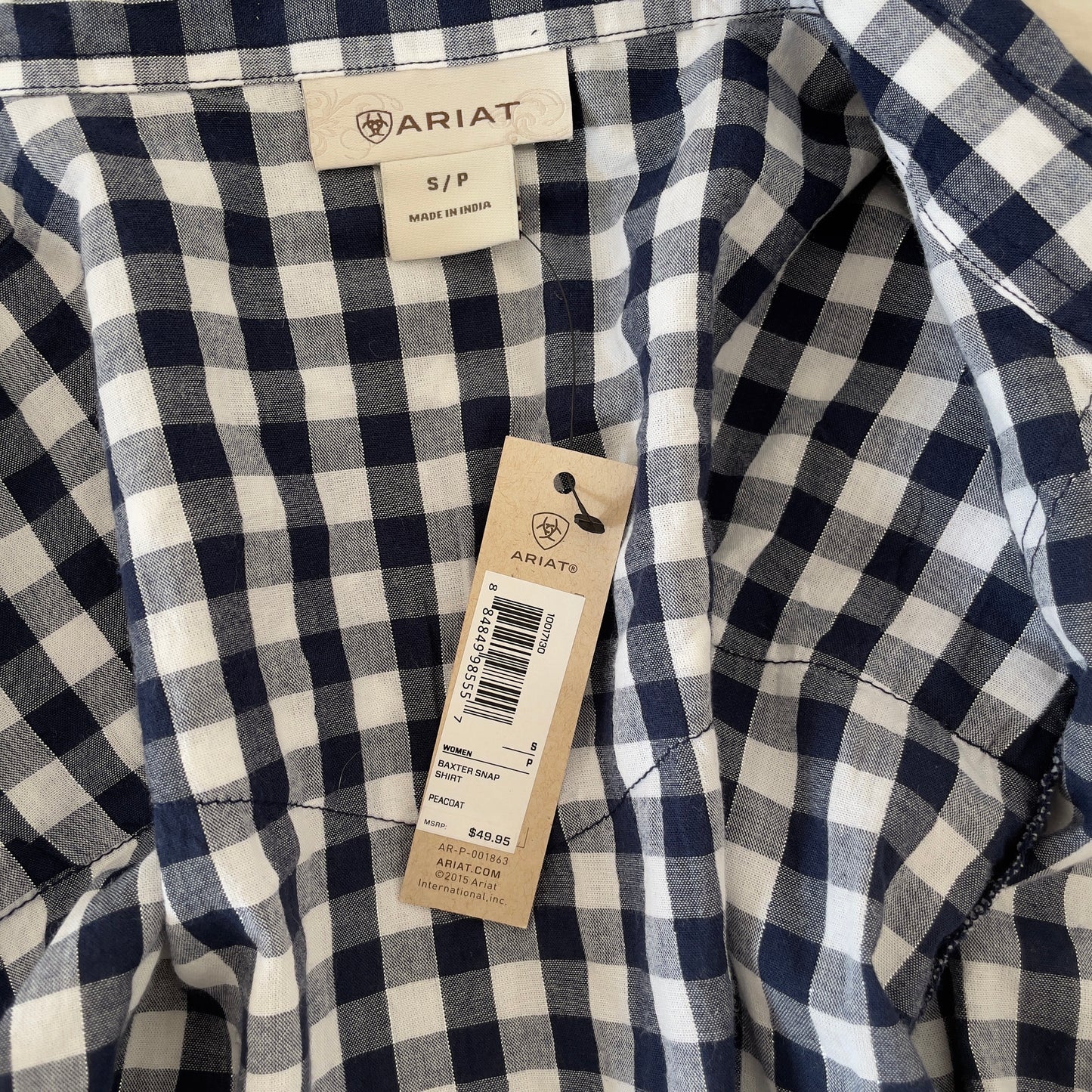 NWT Ariat- Blue Check Button Up