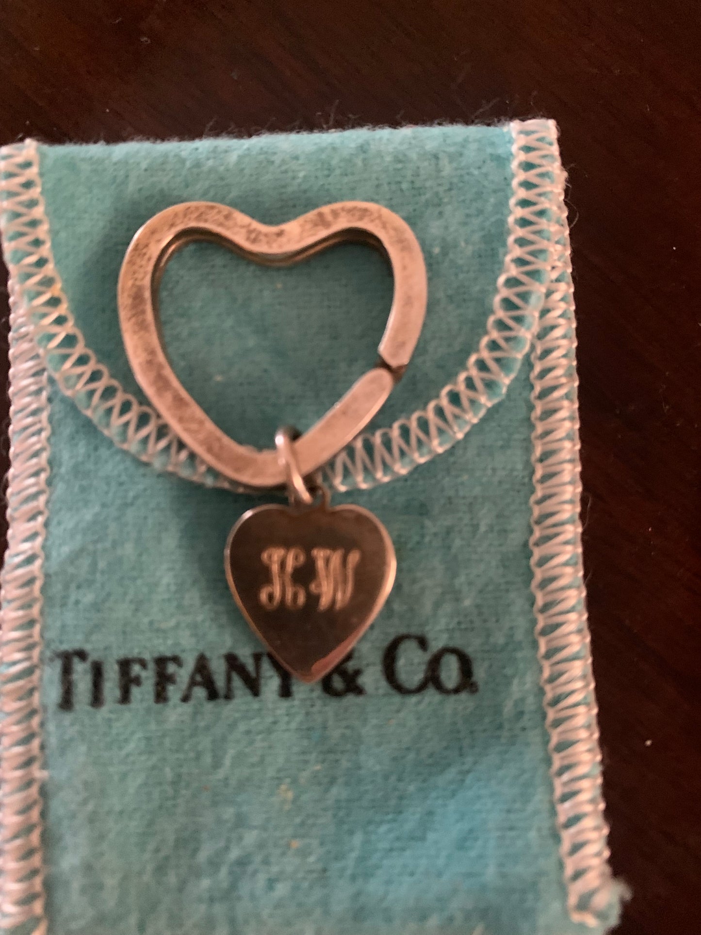 TIFFANY & Co. open heart and small heart keychain 925 silver